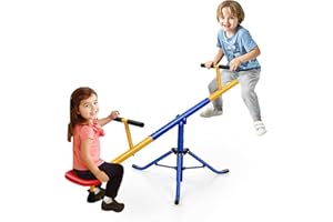 Costzon Teeter Totter Seesaw for Kids Outdoor, Preschool Swivel Seesaw Playground Equipment, 360 Degree Rotation, Indoor Outdoor Play Equipment for Toddlers, Suitable for Home, Backyard Gift Christmas