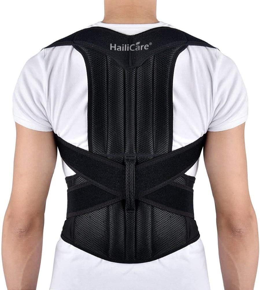 HailiCare Posture Corrector for Men and Women, Upper Back Brace for Clavicle Support, Adjustable Back Straightener Correction for Spinal, Neck, Shoulder & Full Back - XL (Waist 40" -52")