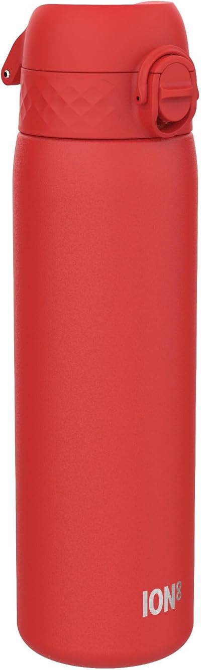 Ion8 Lightweight Stainless Steel Water Bottle 600 ml Red Leak Proof