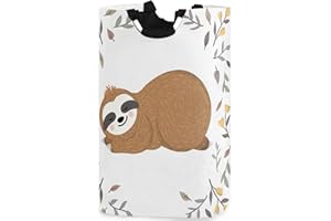 visesunny Cute Baby Sloth Animal Large Capacity Laundry Hamper Basket Water-Resistant Oxford Cloth Storage Baskets for Bedroom, Bathroom, Dorm, Kids Room