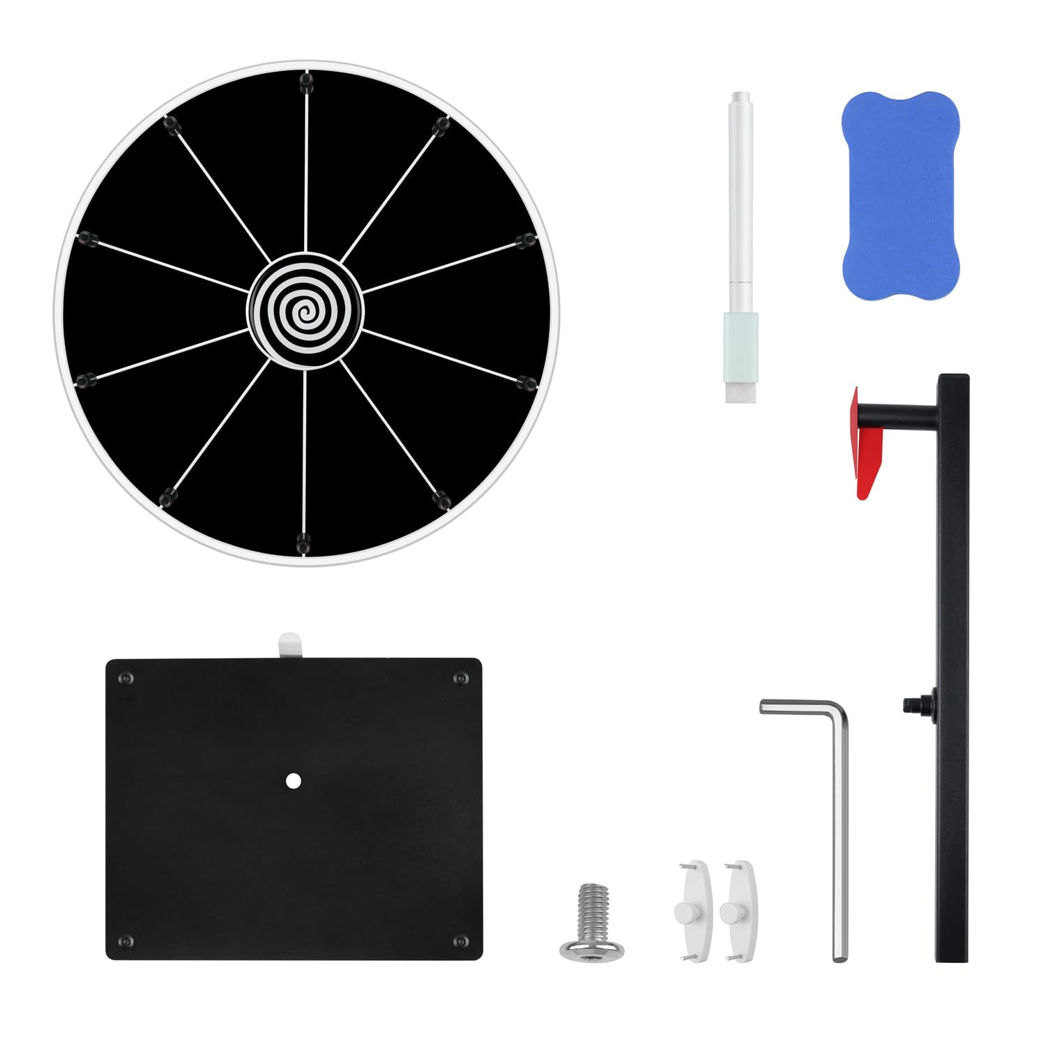 Pionites 12 Inch 10 Slots Prize Wheel Tabletop or Wall Mount Fortune Spin with Dry Erase Marker and Eraser for Engaging Home Parties, Trade Show, Carnival Events (12'' Black) - view 6