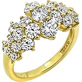 Amazon Essentials Yellow Gold Plated Sterling Silver Infinite Elements Cubic Zirconia Cluster Ring, (previously Amazon Collection)