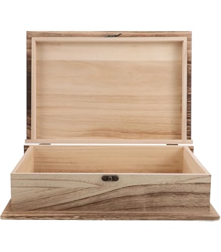 Boîte En Bois Avec Couvercle à Charnière - Rangement 15x9,4x6 Cm - Idéale Pour Bijoux