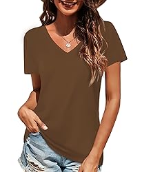 Elesomo Womens Tshirts V Neck Short Sleeve Cotton