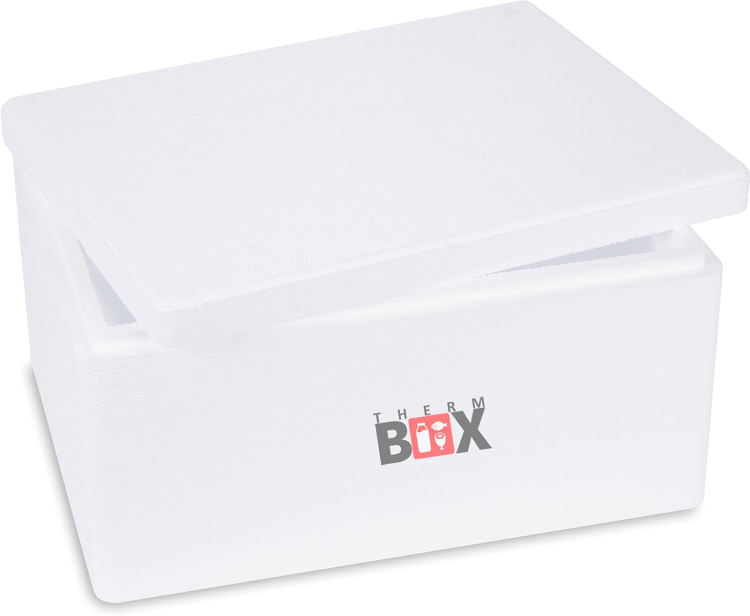 THERM BOX Styroporbox mit Deckel - Thermobox für Essen & Getränke - Styropor Kühlbox & Warmhaltebox (40x30x21cm - 12,24L Volumen) Wiederverwendbar