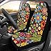 INTERESTPRINT Funny Hippie Peace Sign Paisley Flowers Auto Seat Protector 2 Pack, Vehicle Seat Protector Car Mat Covers, Fit Most Vehicle, Cars, Sedan, Truck, SUV, Van...