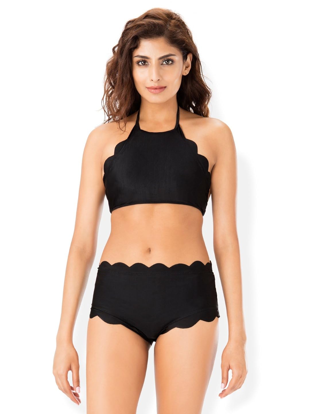 prettysecrets ruffled halter neck bikini-s