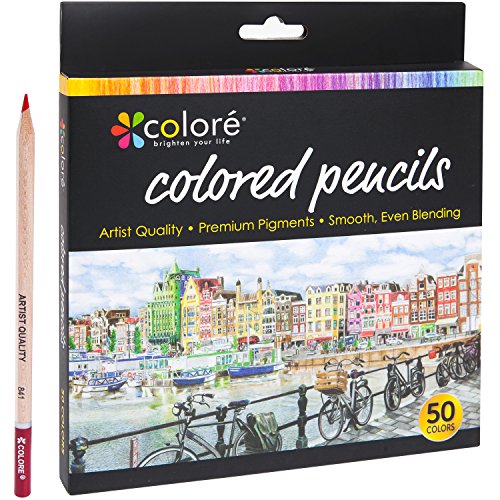 Colore colored pre-sharpened pencils set - 50 vibrant c…