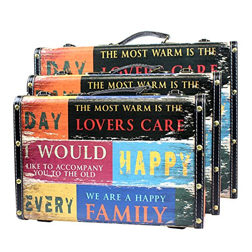 Family Empowerment Commemorative Souvenir Decorative Wooden Storage Box Suitcases 3 Piece Set