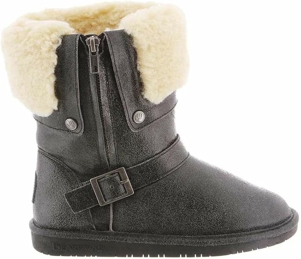 BEARPAW Womens Boots Black Distressed 8 Inch (10) Shoes