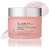 ClarityRx Live + Be Well Probiotic + Pink Himalayan Salt Face Mask, Natural Plant-Based Moisturizing Facial Treatment for All Skin Types, Reduces Redness, Acne & Signs of Aging (1.7 oz)