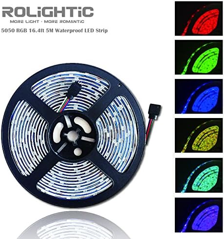 RoLightic 5M 16.4ft RGB Color Changing Led Strip Lighting,No Power Supply and Remote Controller