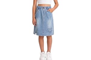 Happy Cherry Girls Denim Skirt A Line Long Maxi Skirt Elasticated Waist Jeans Dress 5-13 Years