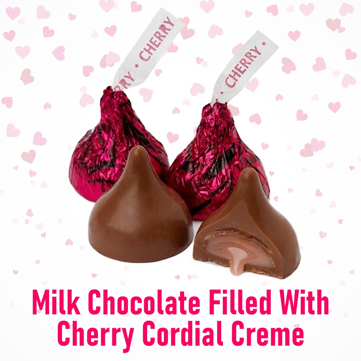 Valentine’s Day HERSHEY’S KISSES Cherry Cordial Milk Chocolate Candy
