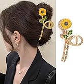 Sunflower Claw Hair Clips, Large Gold Metal Hair Accessories for Thick Hair, Strong Hold Jaw Clamps for Women and Girls - 1Pc