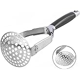 Obsoorth Mashed Potato Masher Stainless Steel Foldable Non Stick 12 Inch Long Handle Heavy Duty Smasher Kitchen Tool,Potato Masher and Peeler for Avocado, Bean, Baby Food, Silver