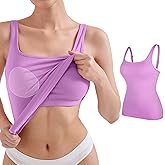 V FOR CITY Women's Tank Top with Built in Bras Adjustable Wide Strap Padded Camisole Summer Cami Shirts