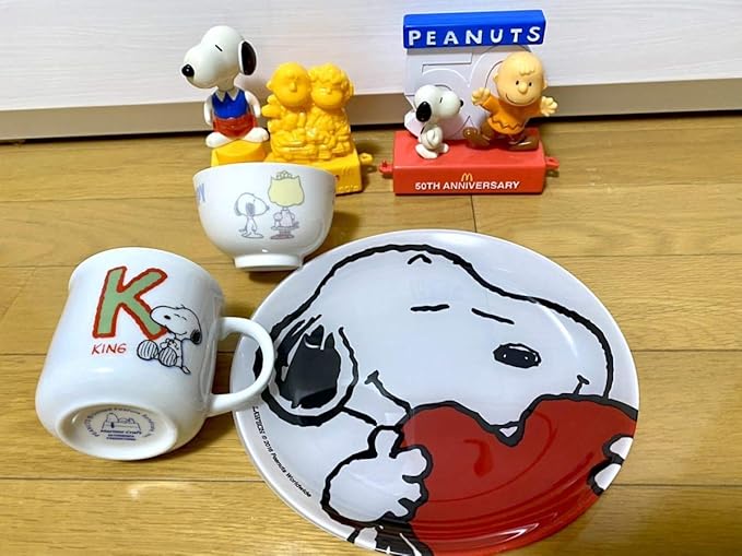 Amazon Co Jp スヌーピー グッズ マグ ガラスプレート カップ マック ハッピーセット ５点セット オマケ付き ホビー