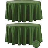 Fokitut 2 Pack Waterproof Round Tablecloth, 120 Inch, Stain Resistant and Wrinkle Polyester Table Cloth, Fabric Table Cover for Kitchen Dining, Wedding, Party, Holiday Dinner-Willow