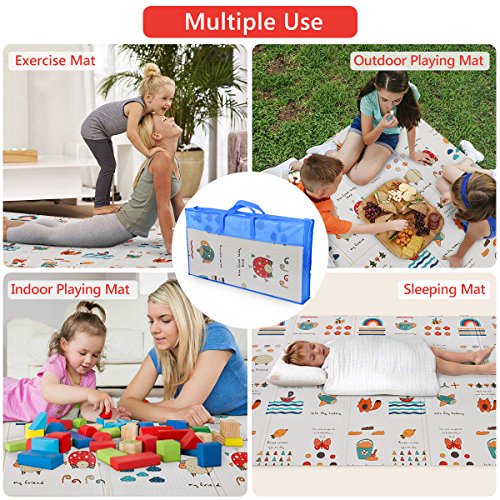 Folding Play Mat NonBPA NonToxic Foam Baby Playmat 【79inch x 59