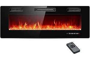 Rintuf 42 inch Electric Fireplace, Recessed and Wall Mounted Fireplace Heater and Linear Fireplace with Multicolor Flame, Timer, 750/1500W Control by Touch Panel & Remote
