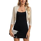 MINTLIMIT Women's Elegant Sheer Mesh Shrug Bolero Batwing 3/4 Sleeve Open Front Cropped Cardigan Shrugs for Evening Dress