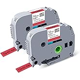 Compatible with Brother P Touch Red Tape TZe-431 TZe431 Black on Red Laminated Labels 12mm 0.47 Inch Replacement for Brother PTD210 PTD600 PTH100, 1/2 in x 26.2 Ft, 2-Pack