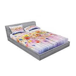 Lunarable Watercolor Flower 2 Pack Fitted Sheet