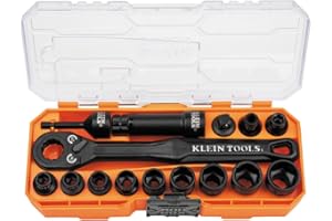 Klein Tools 65400 KNECT 15-Piece Pass Through Socket Set, SAE Impact Socket Set with MODbox Case, Sockets, Bits, Accessories 
