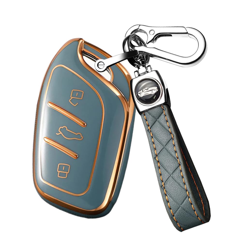 MG Key Case Fits MG4 MG5 MG6 MG ZS EV HS EHS ZX GT - Roewe RX3 RX8 ERX5 RX5 I6 I5 - 3 Button Key Fob Accessory - Grey