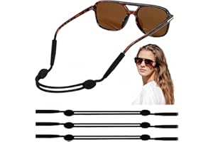 GZJ Eye Glasses Strap, 3 Pcs No Tail Adjustable Sunglasses Strap Holder for Women Men Kids, Eyeglass Holders Around Neck, Eyewear String Lanyard Retainer (Black, 8-14 in)