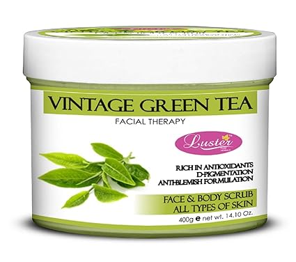 Luster Vintage Green Tea Face & Body Cream Scrub (Paraben & Sulfate Free)-400g
