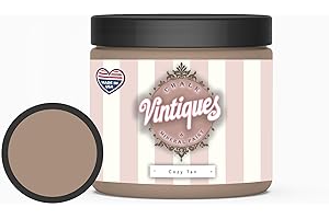 Vintiques Chalk & Mineral Paint plus color card, Matte Finish- Easy Application for DIY Projects - Furniture, Wood, Metal, Home Decor and More, Cozy Tan, 8oz
