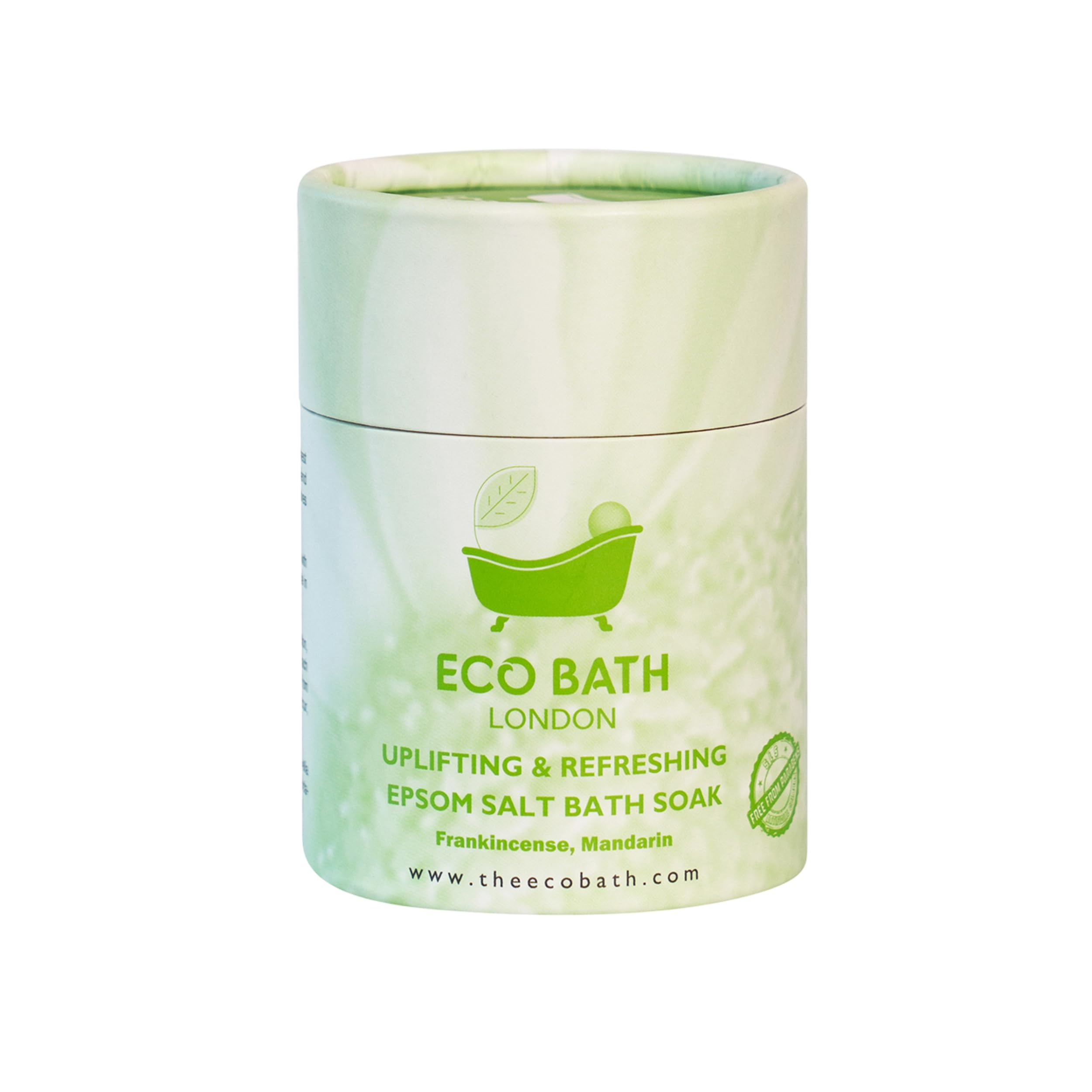 Eco Bath London Uplifting and Refreshing Epsom Salt Bath Soak - Tube 250g, Magnesium Bath Salt Infused with Frankincense and Mandarin Essential Oils, Epsom Bath Salts for Refreshing