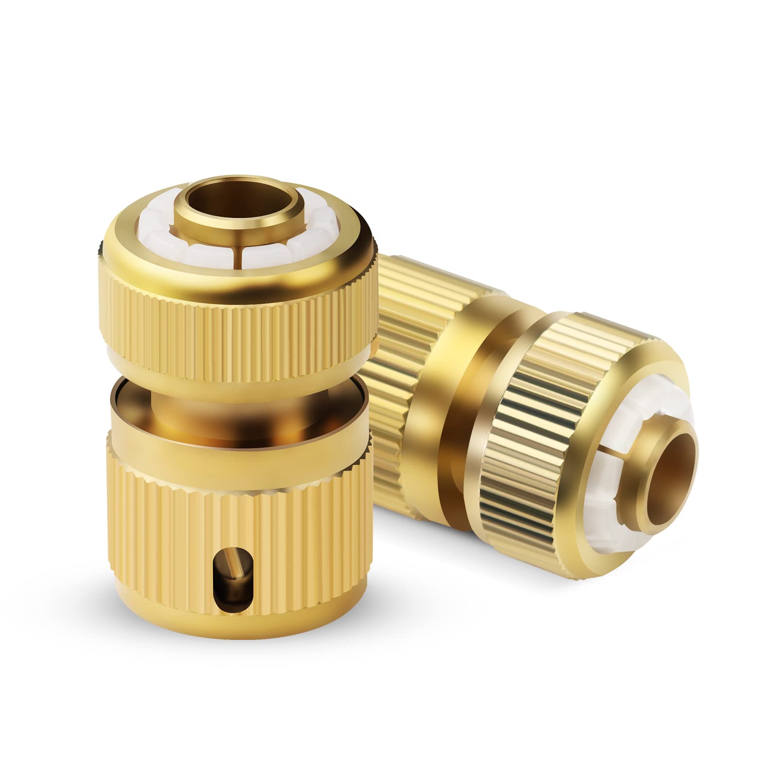 Mdlufee 2pc Brass Hose Connector Hose End Quick Connect Fitting 1/2" Hose Pipe Quick Connector for Gardening — image 1
