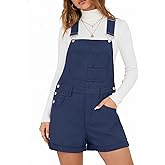 Lepunuo Rompers for Women Denim Overalls Summer Adjustable Casual Loose Fit Bib Jeans Short Jumpsuits Outfits