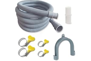 DLHMBOQ 10ft Washing Machine Drain Hose Extension Kit - Universal for Washer, Dishwasher & Dehumidifier, 7-Piece Set with U-Bracket, 4 Clamps & Adapter