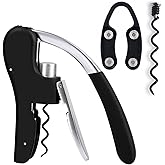 KEISSCO Wine Bottle Opener Manual Vertical Lever Corkscrew with Foil Cutter and Extra Spiral