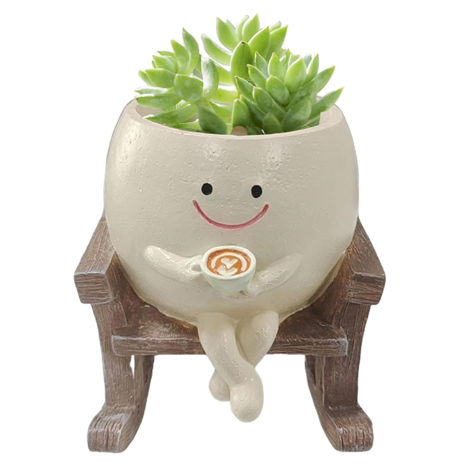 CMANLNYK Smile Rocking Chair Plant Pot - Cute Funny Flower Pot with Drainage Hole, Creative Succulent Cactus Planter for Home Office Balcony Garden Decoration