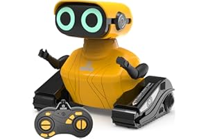 GILOBABY Robot Toys, Remote Control Robot Toy, RC Robots for Kids with LED Eyes, Flexible Head & Arms, Dance Moves and Music, Birthday Gifts for Boys Girls Ages 3+ Years (Yellow)