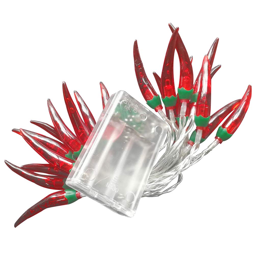 Photo 1 of OSALADI 3m 20 LEDs Chili String Light LED Battery Powered Red Chili Pepper Lights Festival Decorations Light Chili Lights for Kitchen Garden Patio Camping (Red)
