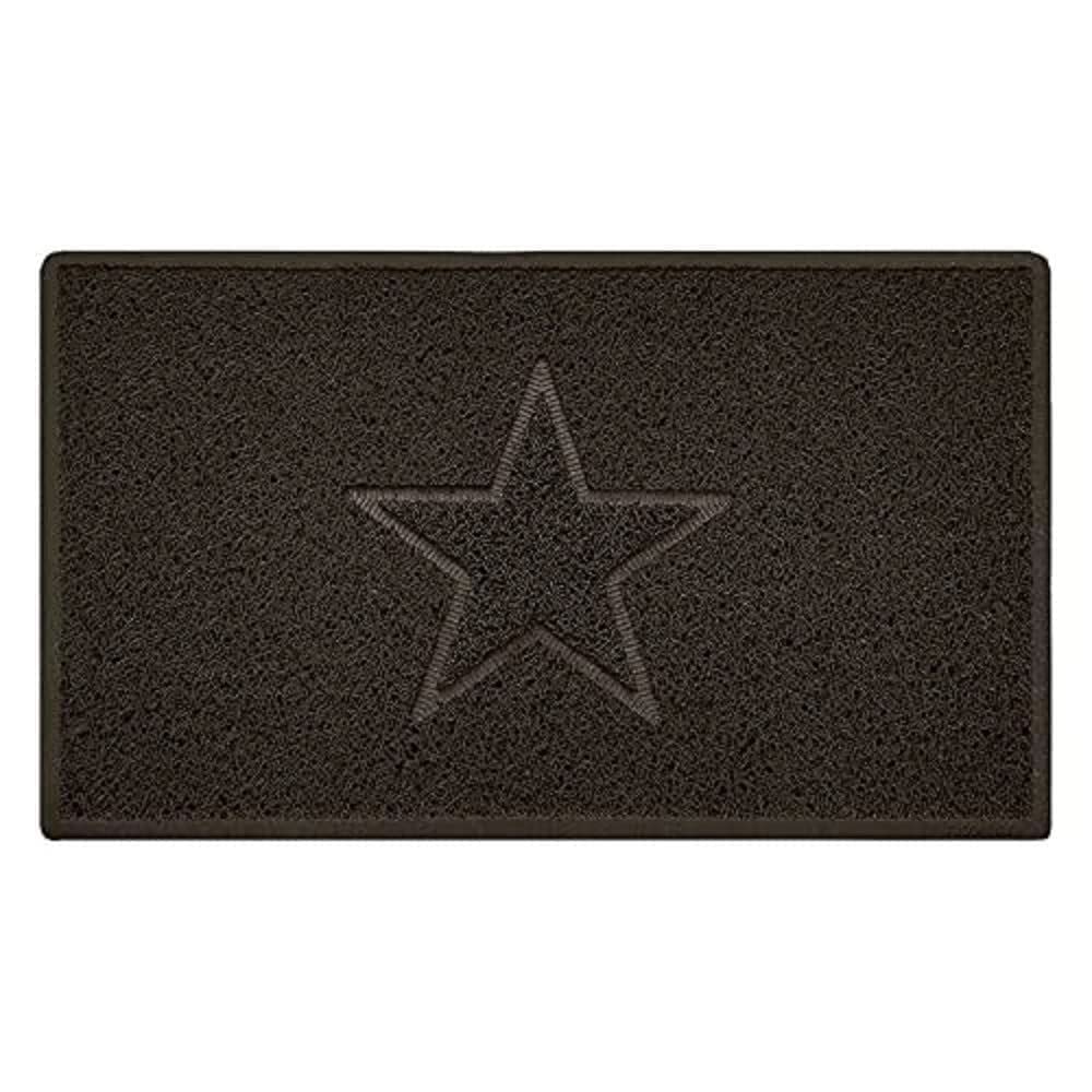 Nicoman Star Shape Embossed Entrance Door Mat Non Slip Dirt Trapper PVC Spaghetti Mat with Rubber Base, Jet Washable Quick Drying Doormat Drainage Outdoor Use Only - (Medium, Brown, 75 x 44cm)