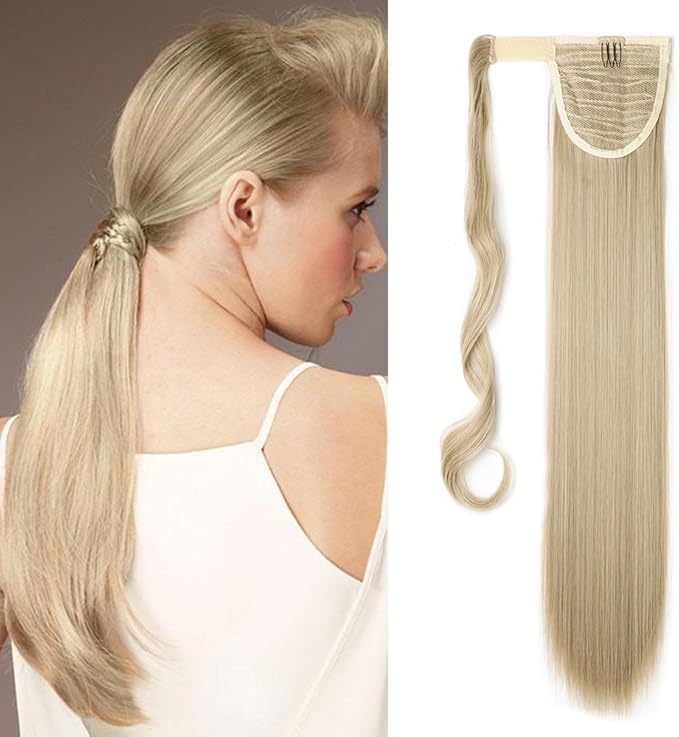 26" Straight Ponytail Clip In Hair Extensions Wrap Around Silky One