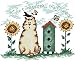 eGoodn Cross Stitch Stamped Kit Pre-Printed Pattern Sunflower and Cat, 11ct Aida Fabric Size 13 inches by 9.8 inches for Embroidery Needlework Art Crafts Lovers, No Frame