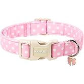 Spring Summer Dog Collar for Girl Dogs- Pink Polka Female Dog Collar, Adjustable Soft Beach Dots Dogs Collars for Small Dogs, S