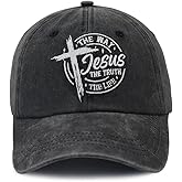 The Way The Truth The Life Baseball Cap for Men Women, Adjustable Cotton Embroidered Christian Jesus Hat