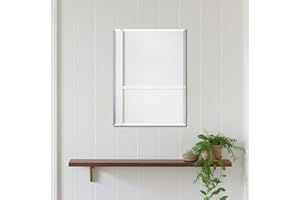 Decorative Rectangle Bathroom Mirror, Frameless Wall Mirror 16" x 12" with Beveled Edge for Vanity Living Room Entryway Bedro