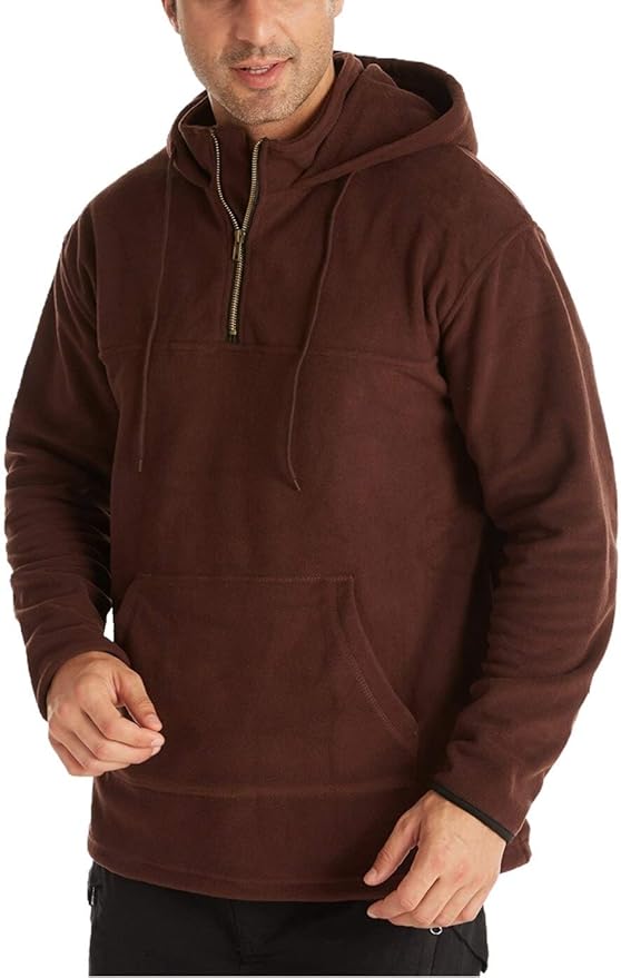 Men's Polar Fleece Warm Hoodie Outdoor Leisure Pure Color Sweatshirt