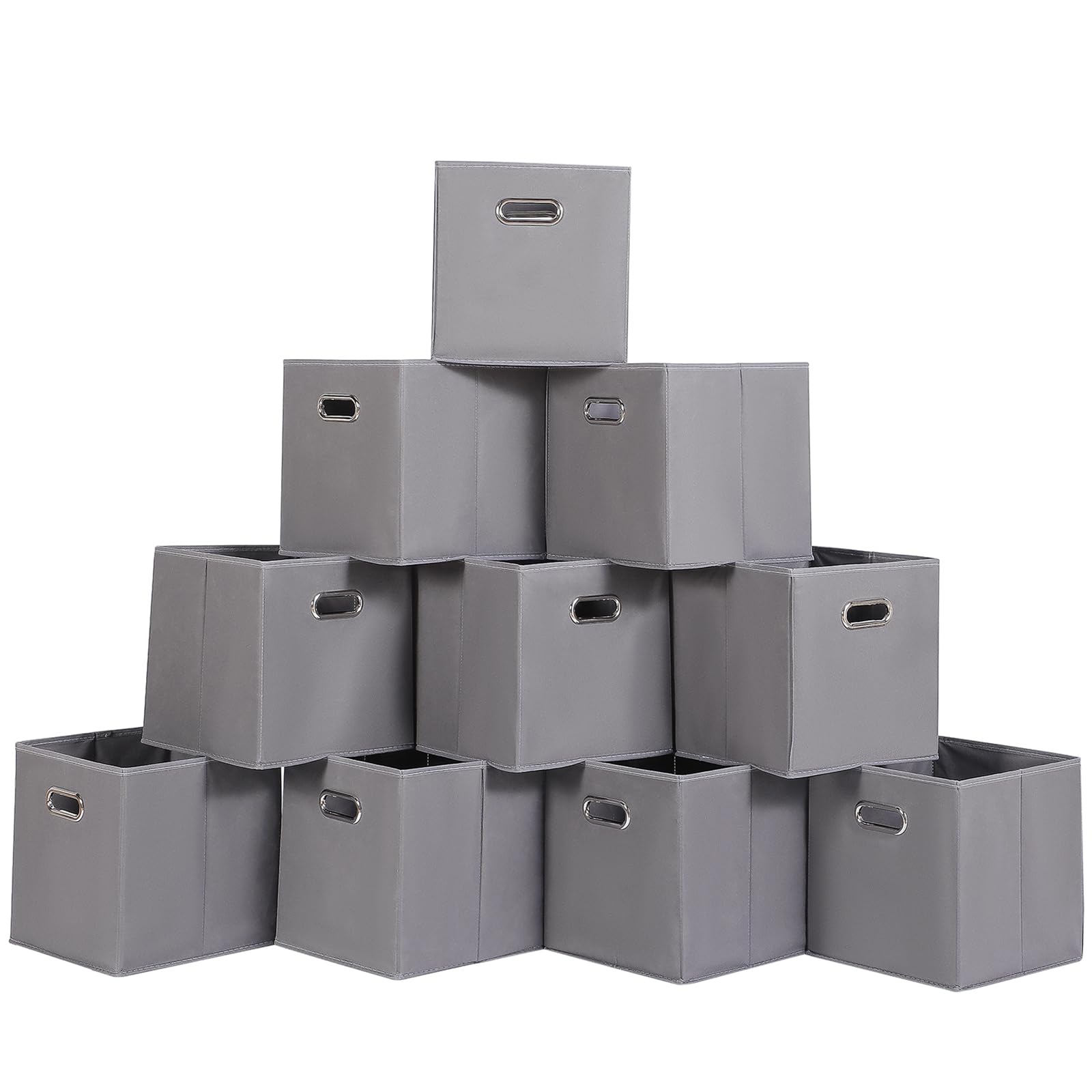HEAYEEG Foldable cube storage bins, Fabric Storage Box Cubes Organizer Baskets with Dual Handles for Home Organizer,Nursery,Shelves,Closet,Set of 10,(Grey) Image
