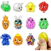 QINGQIU 12 PCS Easter Mini Stress Balls Squishies Stress Relief Toys for Easter Basket Stuffers Egg Fillers Gifts Party Favors